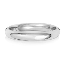  9ct White D Shape Medium Weight 3mm Wedding Ring