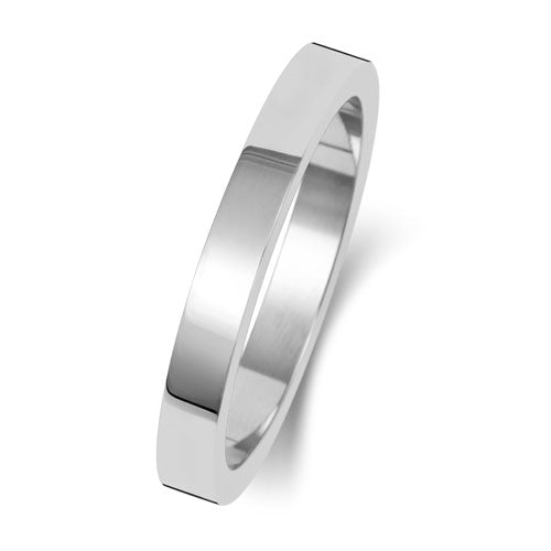 Platinum Flat Medium Weight 2.5mm Wedding Ring