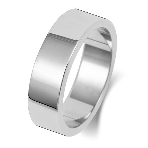 Platinum Flat Medium Weight 6mm Wedding Ring