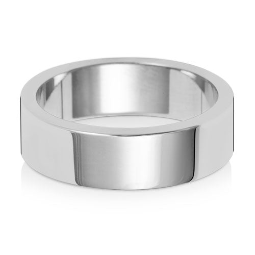 18ct White Flat Medium Weight 8mm Wedding Ring